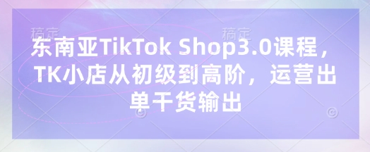 东南亚TikTok Shop3.0课程，TK小店​从初级到高阶，运营出单干货输出-互创客精选